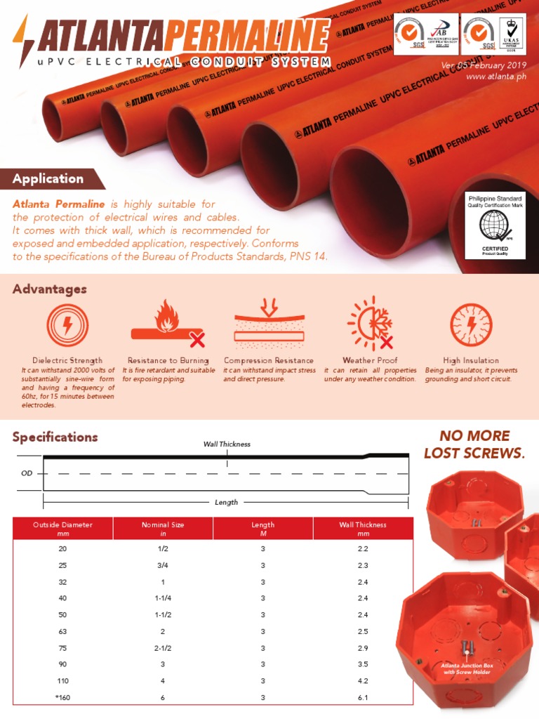 Atlanta PVC Pipe Specifications & Prices | PDF | Insulator (Electricity ...