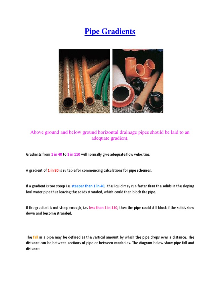 Sizing Drainage Pipes Calculating Gradients, Falls, and Pipe Diameters