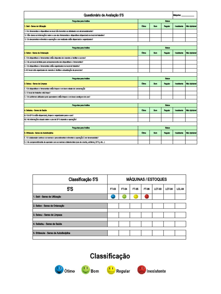 QA5S - Questionário Avaliação 5S's | Download grátis PDF | Informática ...