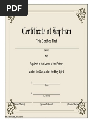 Baptism Certificate Formal