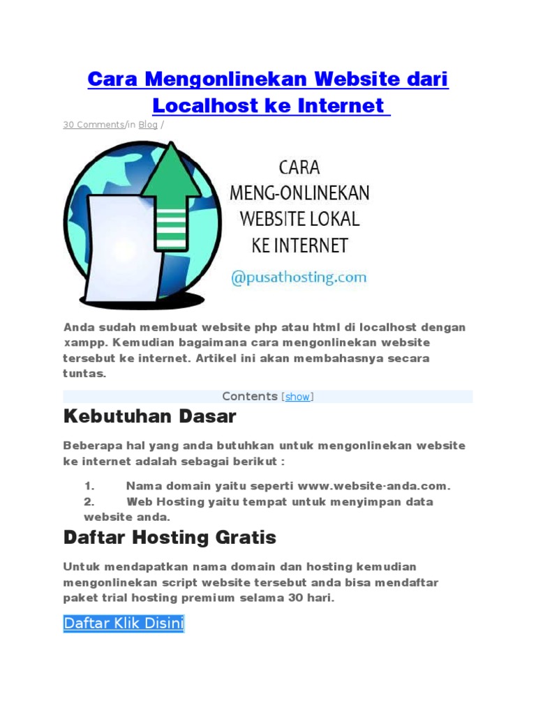 Mengonlinekan Website dari Localhost | PDF