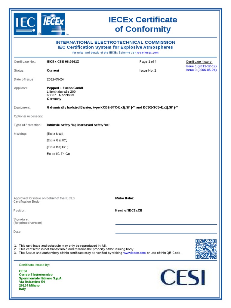 IECEx CES 06.0001X 002 | PDF | Power Supply | Electric Power
