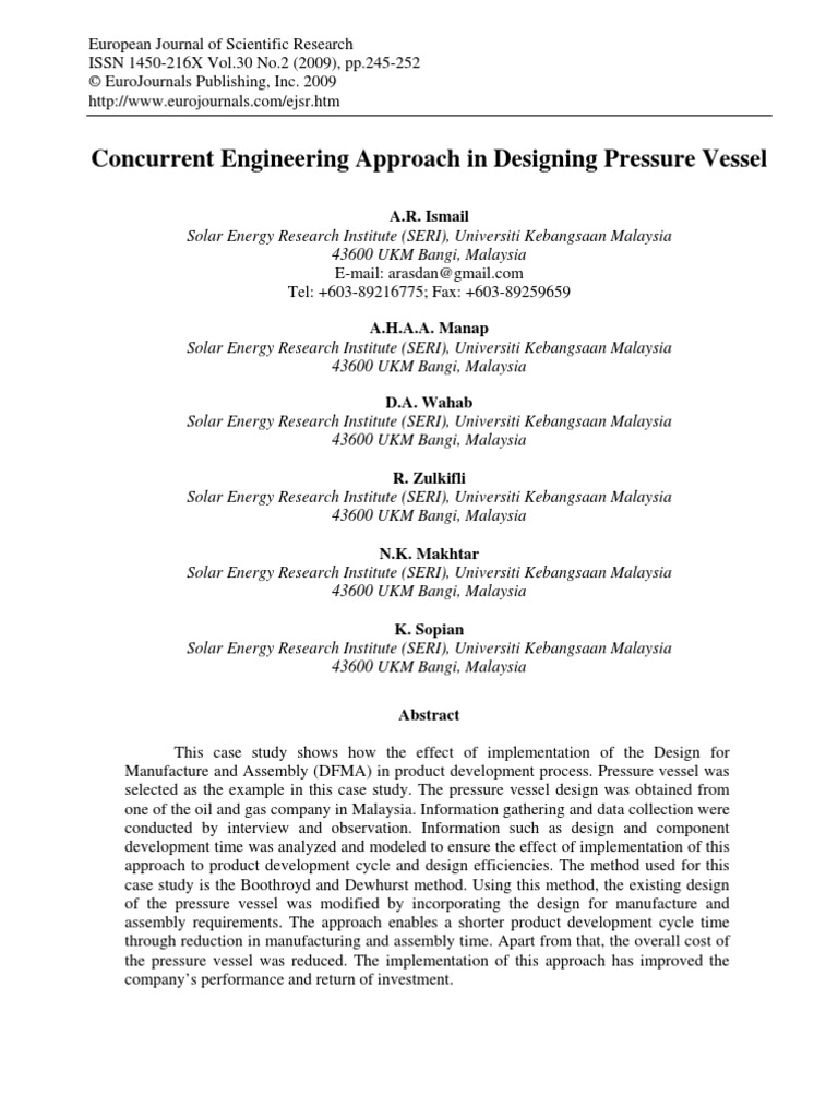 Concurrent Engineering Approach in Designing Pressure Vessel | PDF ...