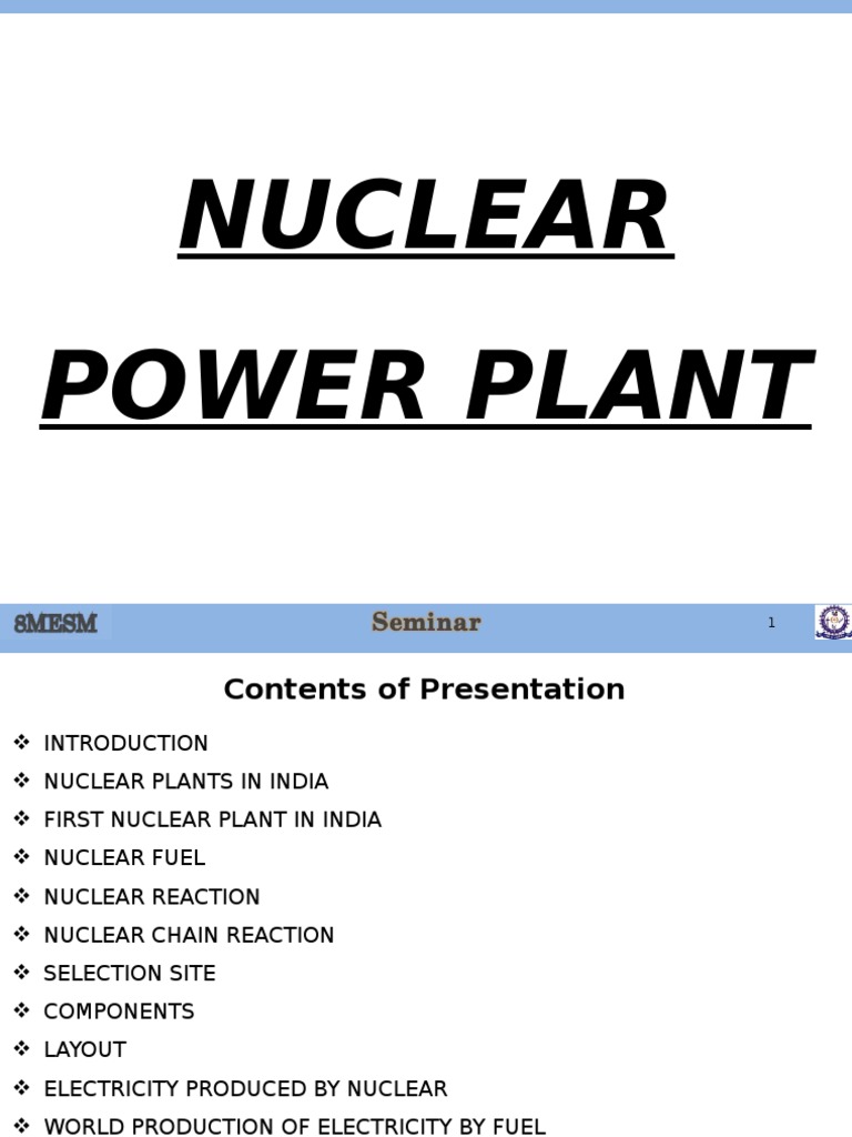 Overview of Nuclear Power Plants | PDF | Nuclear Reactor | Nuclear ...