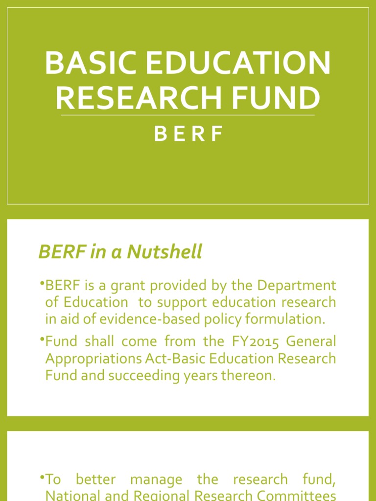 Basic Education Research Fund PDF Government Business