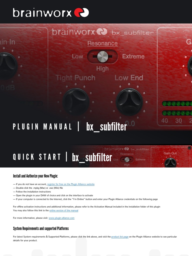 BX - Subfilter Manual | PDF | Filter (Signal Processing) | Electronics