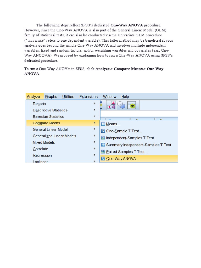 One Way Annova Spss | PDF | Analysis Of Variance | Student's T Test