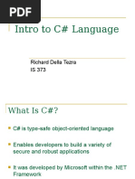 Intro To C# Language: Richard Della Tezra IS 373