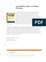 Orientación comunitaria hacer y no hacer en Atención Primaria