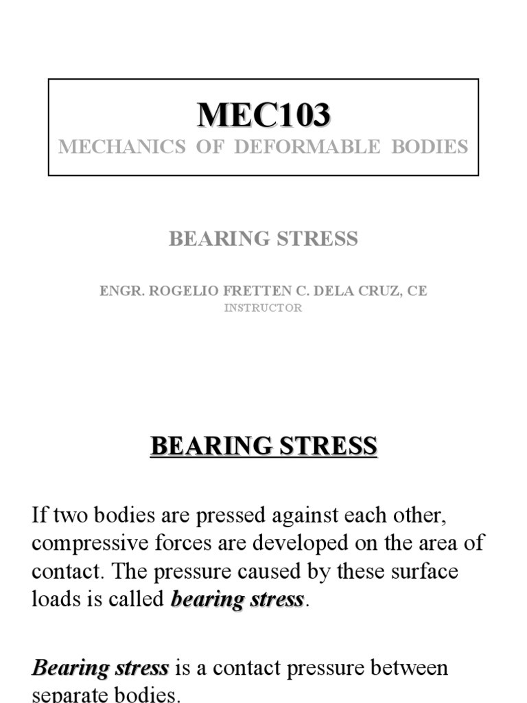 3 Simple Stresses (Bearing) PDF Rivet Stress (Mechanics)