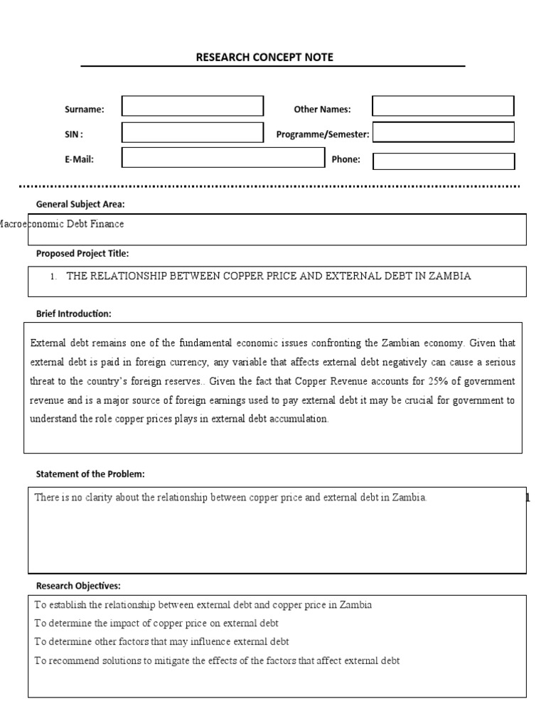 Research Concept Note: Surname: Other Names: Sin: Programme/Semester: E ...