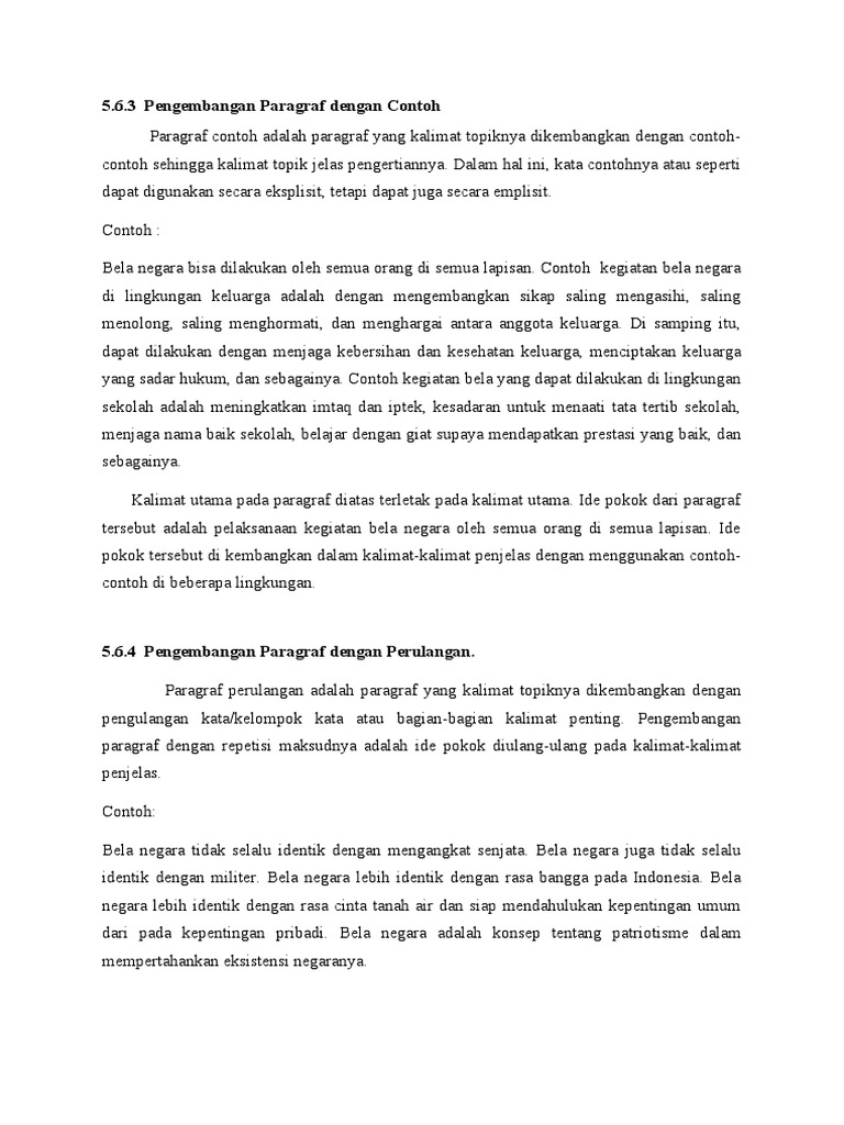 5 6 3 Pengembangan Paragraf Dengan Contoh Paragraf Contoh Adalah Paragraf Yang Kalimat Topiknya Dikembangkan Dengan Contoh