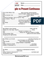 Present Simple Vs Present Continuous: Name: - Date