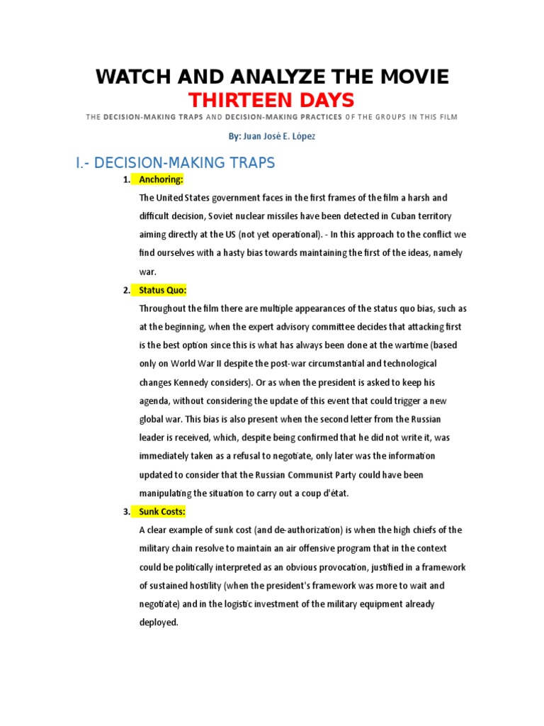 Thirteen Days Movie Analysis