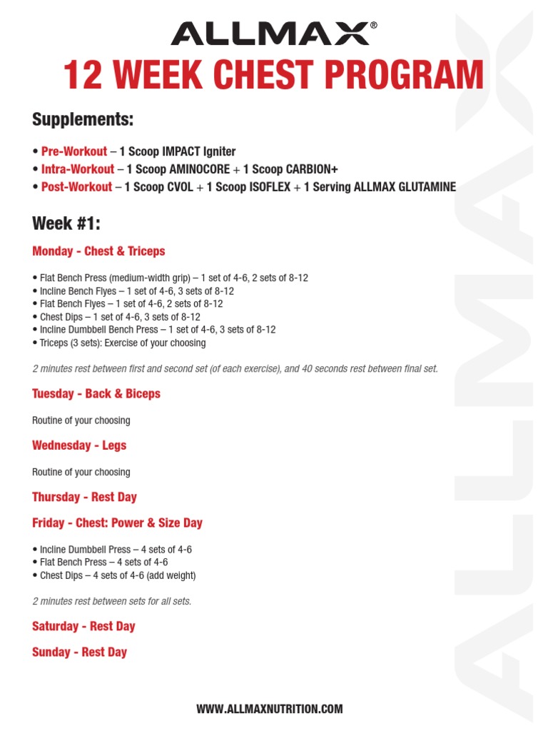 12-Week Chest Workout Program | PDF | Self-Improvement | Wellness