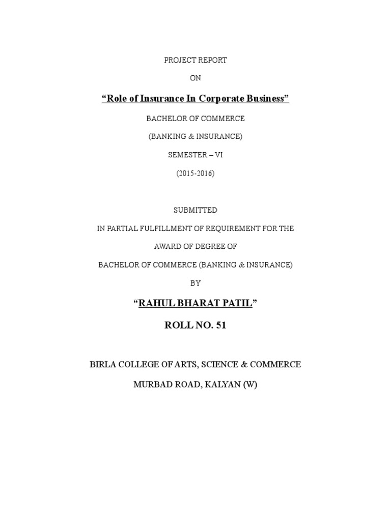 Role of Insurance in Corporate Business | PDF | Life Insurance ...