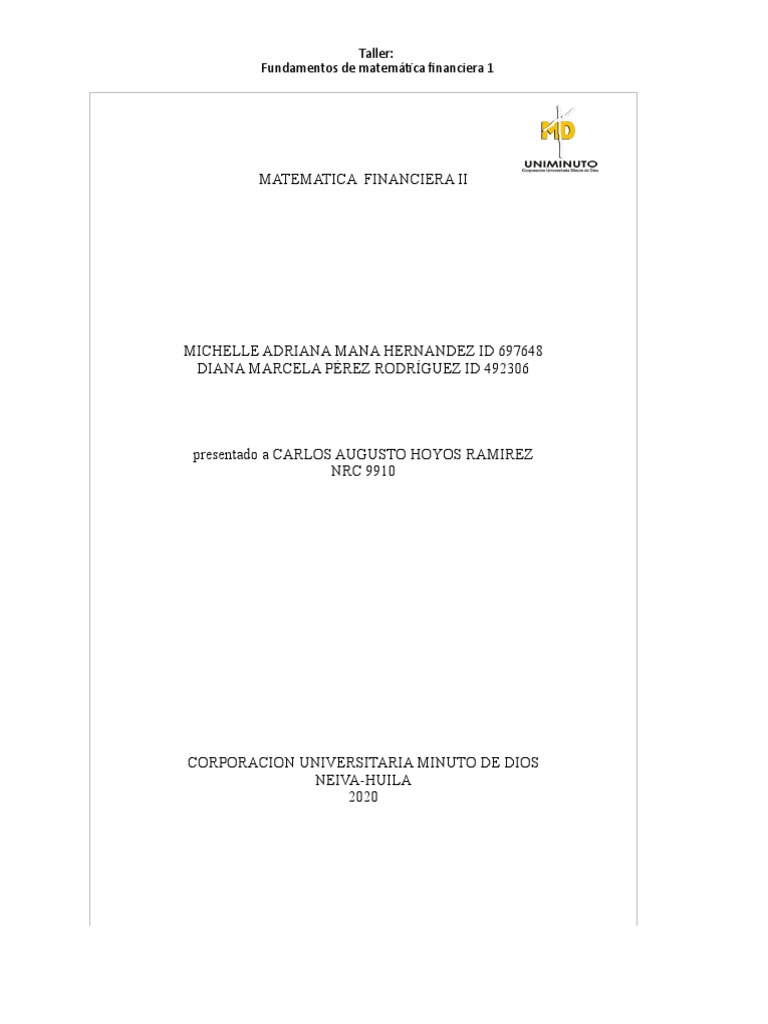 Fundamentos de Matemática Financiera II | PDF | Finanzas Matemáticas ...