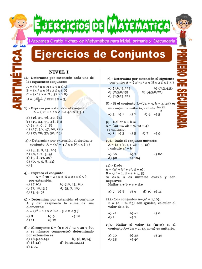 Ejercicios de Conjuntos para Segundo de Secundaria | PDF | Enseñanza de ...