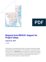 Request From REACH: Support For Project Udaya: August 23, 2010