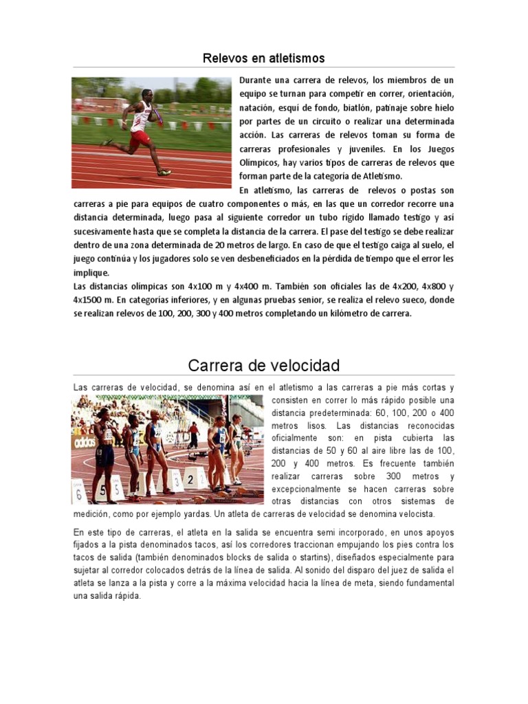 Relevos en Atletismos | PDF | Deporte del atletismo | Deportes individuales