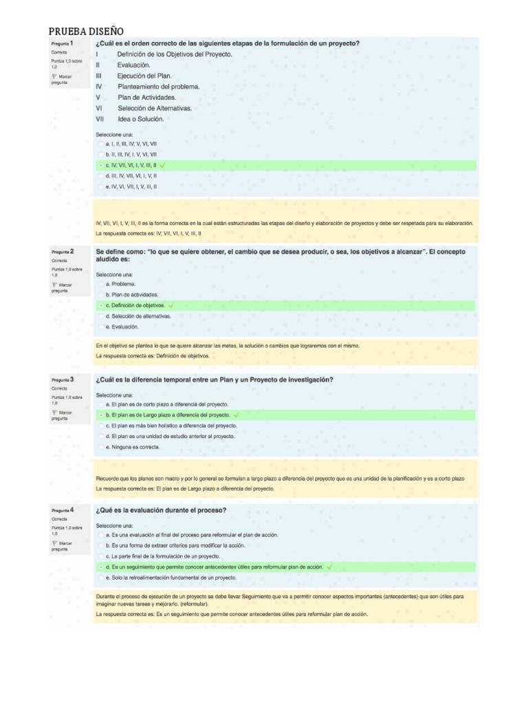 Prueba Diseño y Evaluación de Proyectos 2020 | PDF
