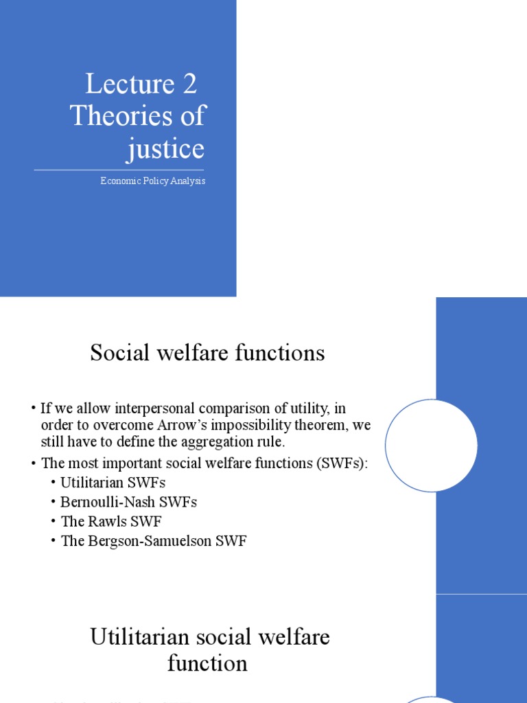 Theories of Justice and Social Welfare Functions | PDF | Welfare ...