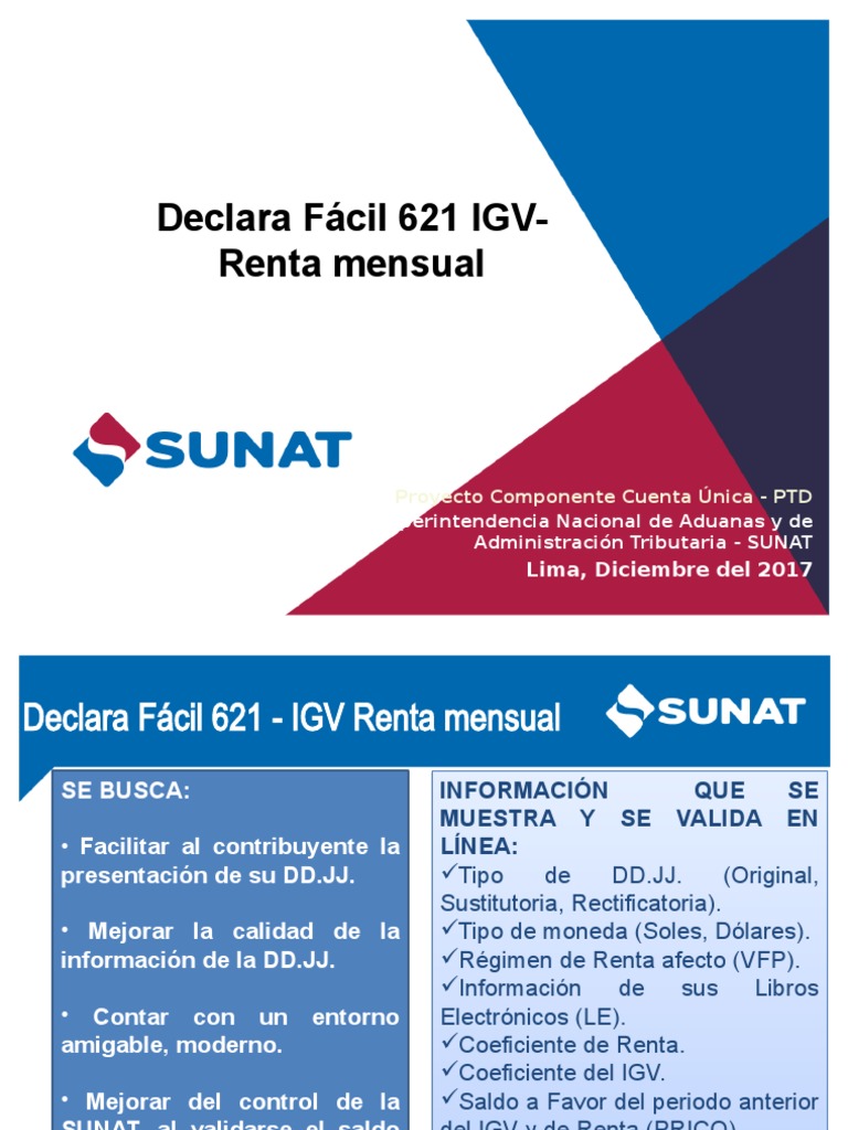 Declara Fácil 621: IGV y Renta Mensual | PDF | Impuestos | Dinero