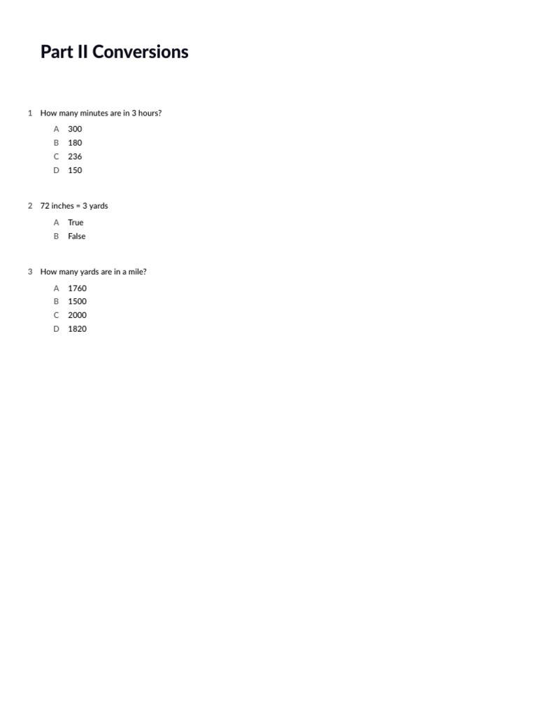 Conversion Questions and Answers | PDF | Teaching Methods & Materials ...