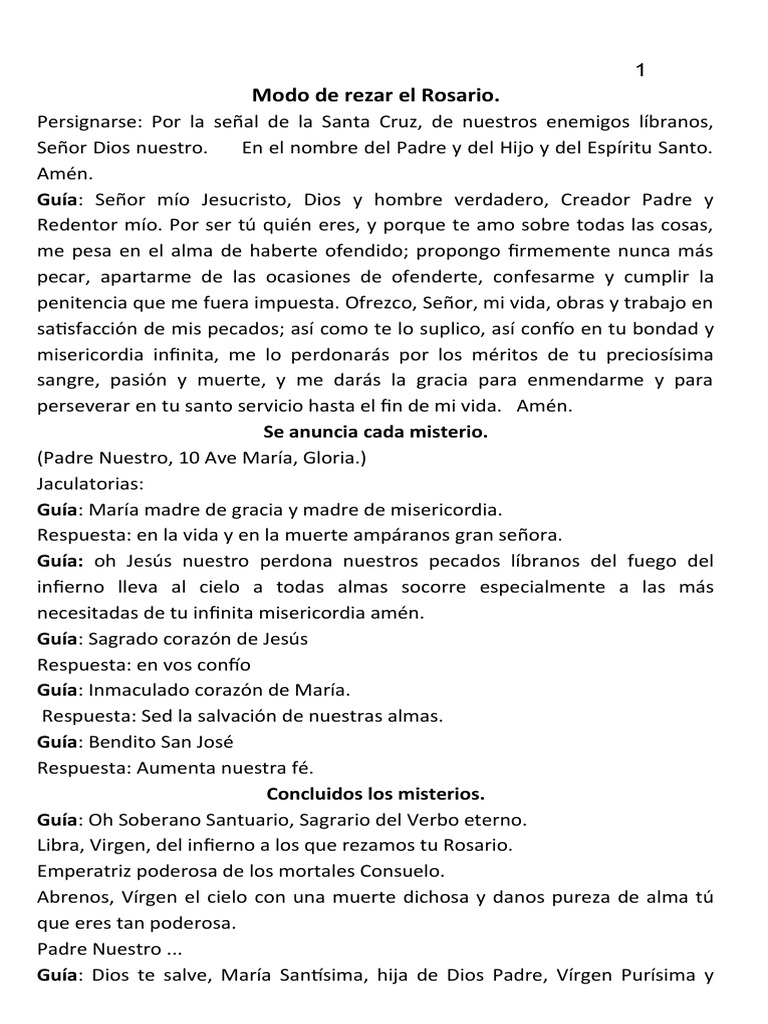 Guía para rezar el Santo Rosario | PDF | María, madre de Jesús | Oración