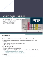 Ionic Equilibrium: Acid-Base Equilibrium Salt Hydrolysis Buffer System