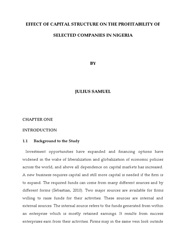Capital Structure Impact on Nigerian Profitability | PDF | Capital ...
