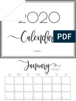 Elegant 2020 Calendar Free Printables PDF SaturdayGift