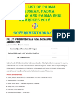 Full List of Padma Vibhushan, Padma Bhushan and Padma Shri Awardees 2018 PDF