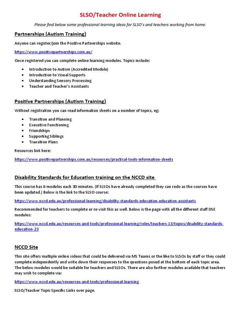 SLSO Online Learning Resources Guide | PDF | Educational Technology ...