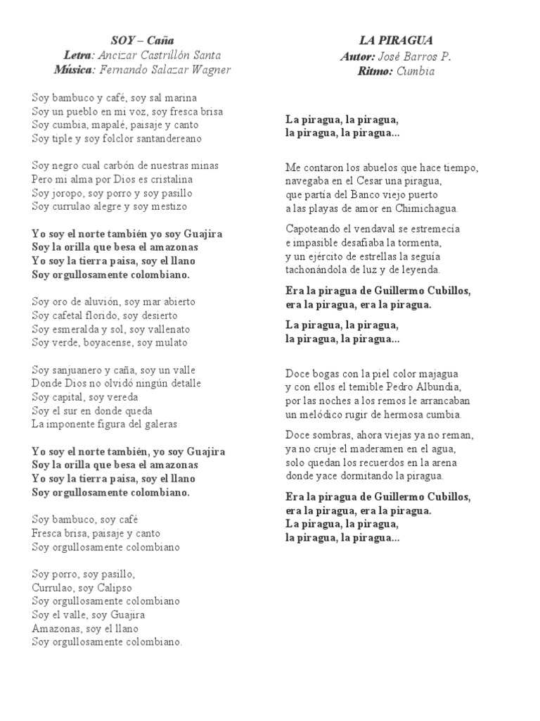 Letras de Canciones Colombianas | PDF | Musica centroamericana | Musica ...