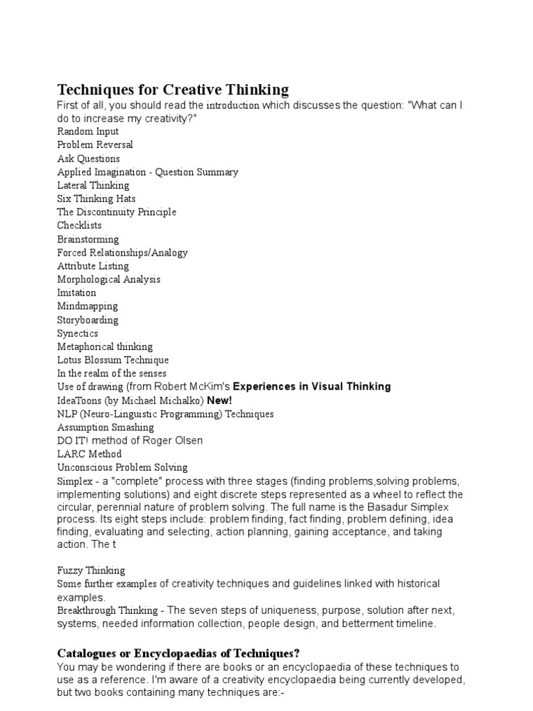 Techniques For Creative Thinking - Robert Harris | PDF | Brainstorming ...
