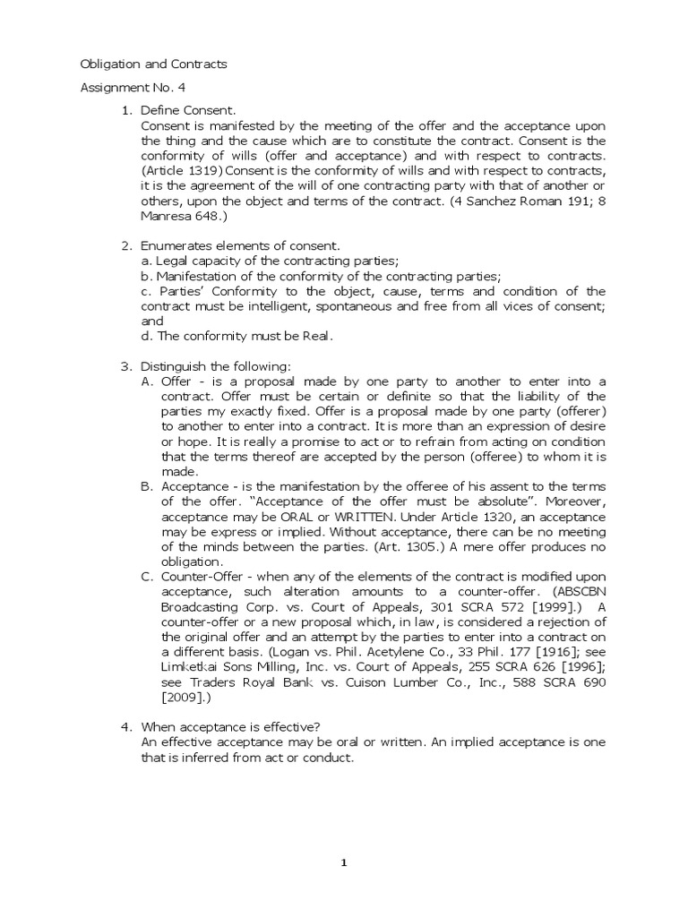 Understanding Consent in Contracts | PDF | Offer And Acceptance | Consent