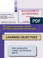 Management Accounting: Lean Accounting, Target Costing, & Balanced Scorecard
