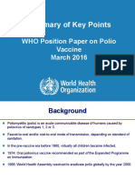 Summary of Key Points: WHO Position Paper On Polio Vaccine March 2016