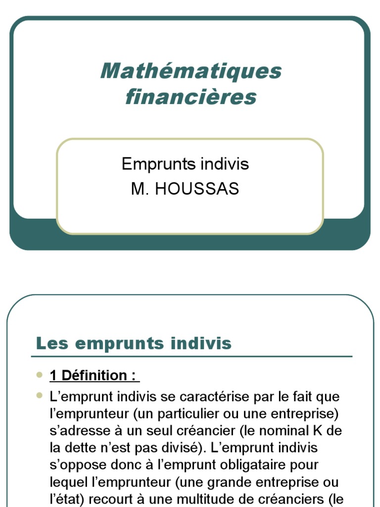 Emprunt Indivis Cours Pdf : Les emprunts indivis : Notions et ...