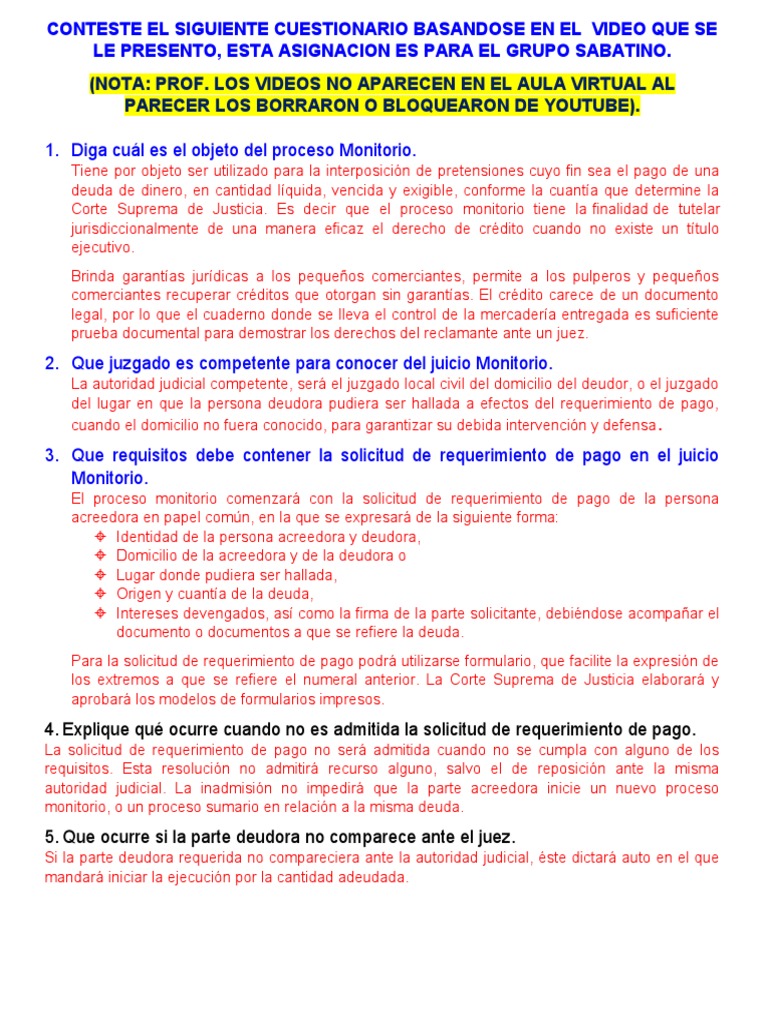 Proceso Monitorio: Gua y Requisitos | PDF | Pagos | Virtud