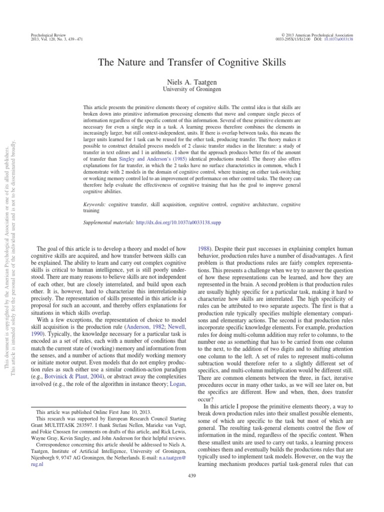 The Nature and Transfer of Cognitive Skills PDF | PDF | Analogy | Cognition