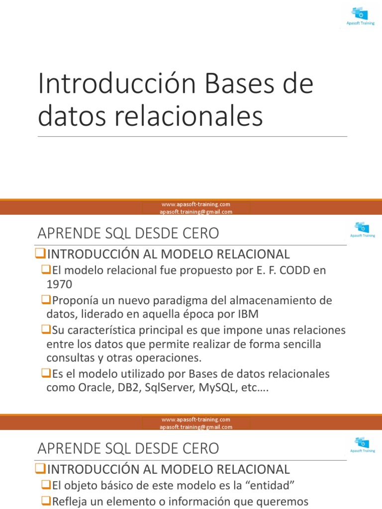 Introducción al Modelo Relacional SQL | PDF | Base de datos relacional ...