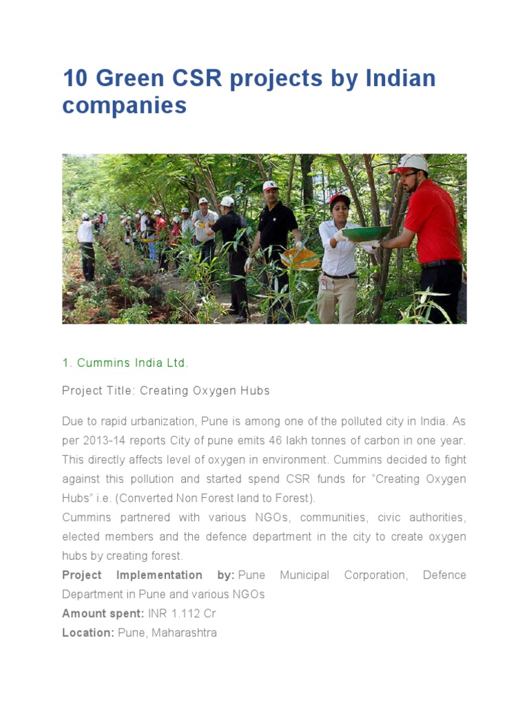 10 Green CSR Projects by Indian Companies | PDF | Corporate Social ...