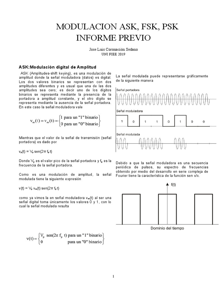 Modulación Digital: ASK, FSK, PSK | PDF | Modulación | Modulación de ...