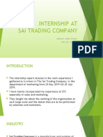 Internship at Sai Trading Company: Made By-Suraj Chopra ROLL NO. 17BBA091