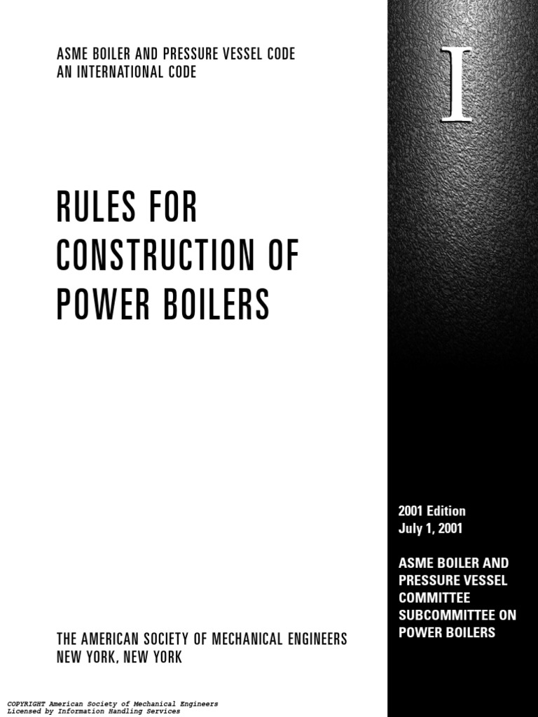 Rules For Construction of Power Boilers Asme Boiler and Pressure
