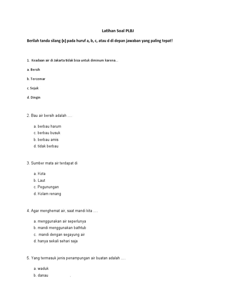 Latihan Soal Plbj Pdf