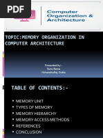 Presentation On Memory Organization in Computer Architecture