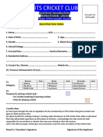 Vits Cricket Club: Registration Form